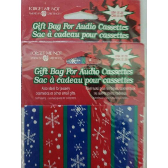 Vintage DVD/Cassette Christmas Gift Bags American Greetings Forget Me Not Lot 10 - Picture 5 of 6